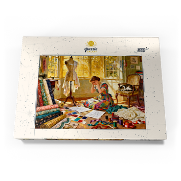 Darstellung des Puzzle Motivs Sunlit Sewing Studio Dressmaking Scene 1000 Puzzle Schachtel Ansicht3