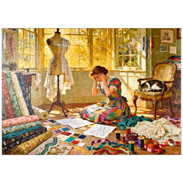 Darstellung des Puzzle Motivs puzzleplate Sunlit Sewing Studio Dressmaking Scene 1000 Puzzle