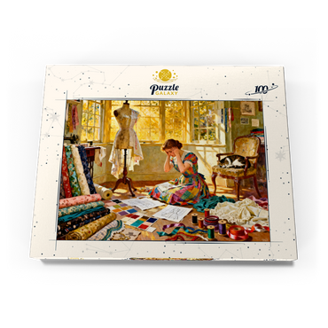 Darstellung des Puzzle Motivs Sunlit Sewing Studio Dressmaking Scene 100 Puzzle Schachtel Ansicht3
