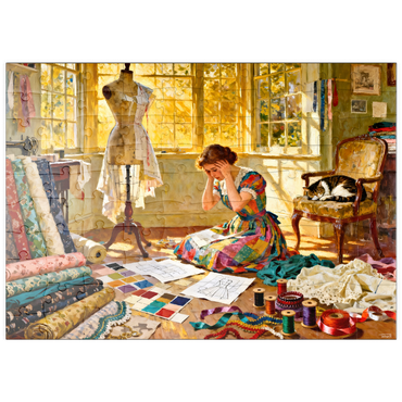 Darstellung des Puzzle Motivs puzzleplate Sunlit Sewing Studio Dressmaking Scene 100 Puzzle