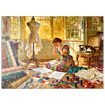 Darstellung des Puzzle Motivs puzzleplate Sunlit Sewing Studio Dressmaking Scene 200 Puzzle