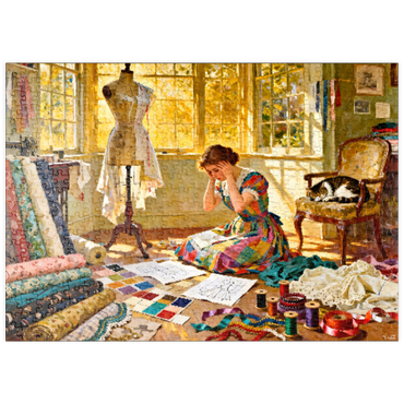 Darstellung des Puzzle Motivs puzzleplate Sunlit Sewing Studio Dressmaking Scene 500 Puzzle