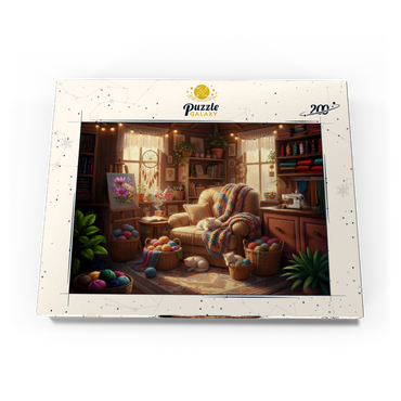 Darstellung des Puzzle Motivs Cozy Craft Room Cats and Yarn 200 Puzzle Schachtel Ansicht3