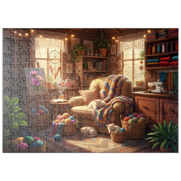 Darstellung des Puzzle Motivs puzzleplate Cozy Craft Room Cats and Yarn 200 Puzzle