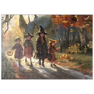 Darstellung des Puzzle Motivs puzzleplate Haunted Village Halloween Trick or Treat Scene 200 Puzzle