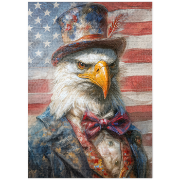 Darstellung des Puzzle Motivs puzzleplate Patriotic Bald Eagle American Flag Portrait 1000 Puzzle