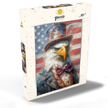 Darstellung des Puzzle Motivs Patriotic Bald Eagle American Flag Portrait 100 Puzzle Schachtel Ansicht2