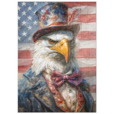 Darstellung des Puzzle Motivs puzzleplate Patriotic Bald Eagle American Flag Portrait 100 Puzzle