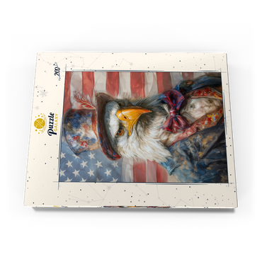 Darstellung des Puzzle Motivs Patriotic Bald Eagle American Flag Portrait 200 Puzzle Schachtel Ansicht3