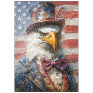 Darstellung des Puzzle Motivs puzzleplate Patriotic Bald Eagle American Flag Portrait 500 Puzzle