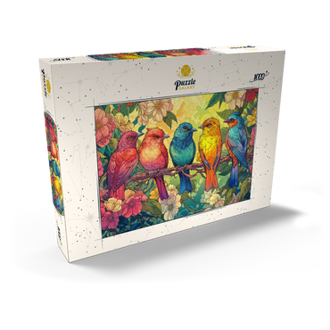 Darstellung des Puzzle Motivs Colorful Songbirds on Floral Branches 1000 Puzzle Schachtel Ansicht2