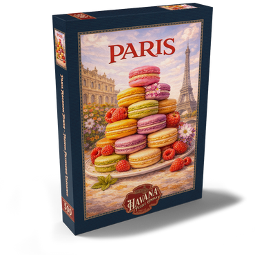 Darstellung des Puzzle Motivs Paris Macaron Tower – French Patisserie Elegance 500 Puzzle Schachtel Ansicht2