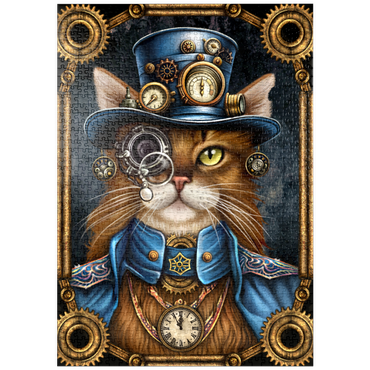 Darstellung des Puzzle Motivs puzzleplate Mme Steamfur Steampunk Cat - Sarah Richter 1000 Puzzle