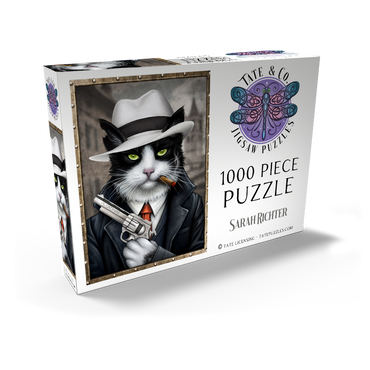 Darstellung des Puzzle Motivs Al Catpone Mafioso Cat - Sarah Richter 1000 Puzzle Schachtel Ansicht2