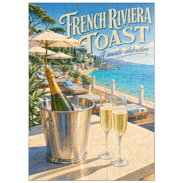 Darstellung des Puzzle Motivs puzzleplate French Riviera Toast - A seaside celebration 100 Puzzle