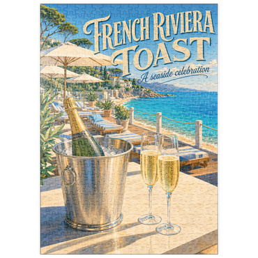 Darstellung des Puzzle Motivs puzzleplate French Riviera Toast - A seaside celebration 500 Puzzle