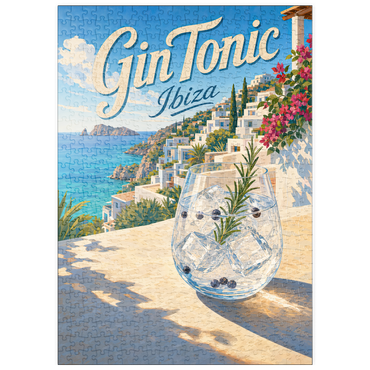 Darstellung des Puzzle Motivs puzzleplate Gin Tonic - Ibiza Coastal View 500 Puzzle