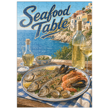 Darstellung des Puzzle Motivs puzzleplate Amalfi Coast Seafood Table by the Sea 200 Puzzle
