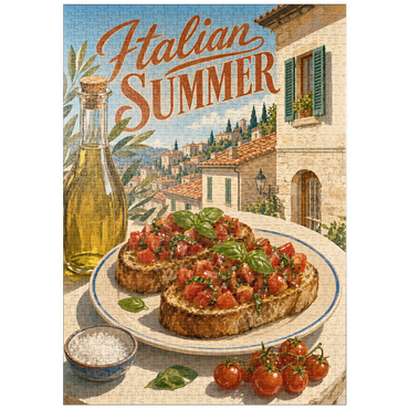 Darstellung des Puzzle Motivs puzzleplate Italian Summer - Tuscany Italy Bruschetta Sunlit Village 1000 Puzzle