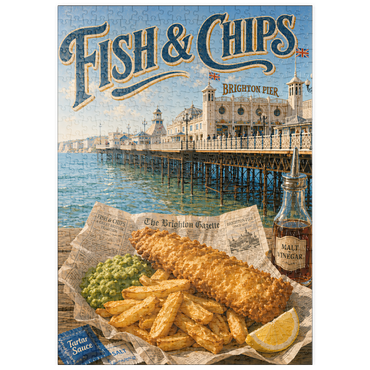 Darstellung des Puzzle Motivs puzzleplate Brighton Pier Fish and Chips Seaside 500 Puzzle