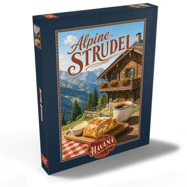 Darstellung des Puzzle Motivs Alpine Strudel - Mountain Chalet Dessert 200 Puzzle Schachtel Ansicht2