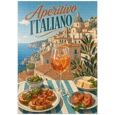 Darstellung des Puzzle Motivs puzzleplate Aperitivo Italiano - Amalfi Coast Aperitivo Spritz Seaside Terrace 1000 Puzzle