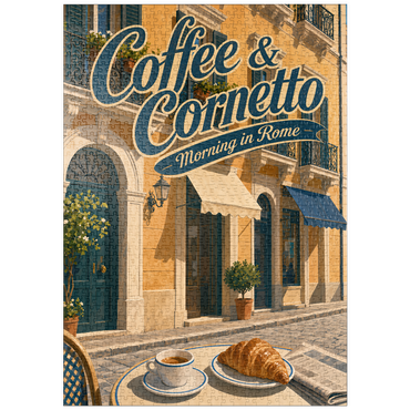 Darstellung des Puzzle Motivs puzzleplate Rome Coffee and Cornetto Morning Breakfast 1000 Puzzle