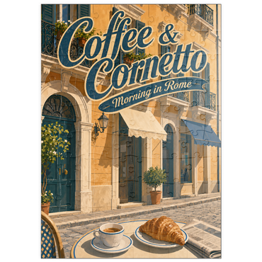 Darstellung des Puzzle Motivs puzzleplate Rome Coffee and Cornetto Morning Breakfast 100 Puzzle