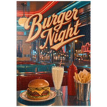 Darstellung des Puzzle Motivs puzzleplate American Diner Burger Night 1000 Puzzle