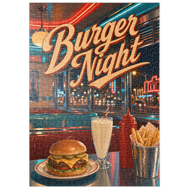 Darstellung des Puzzle Motivs puzzleplate American Diner Burger Night 500 Puzzle