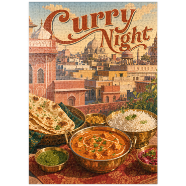Darstellung des Puzzle Motivs puzzleplate Jaipur India Curry Night Rooftop Feast 1000 Puzzle