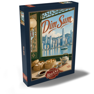 Darstellung des Puzzle Motivs Hong Kong Harbor Skyline Dim Sum Scene 1000 Puzzle Schachtel Ansicht2