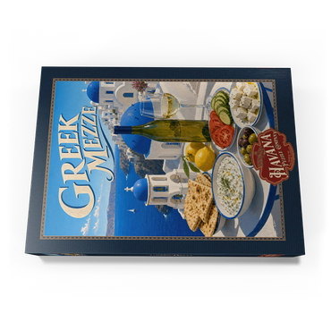 Darstellung des Puzzle Motivs Santorini Greek Mezze Coastal Feast 1000 Puzzle Schachtel Ansicht3