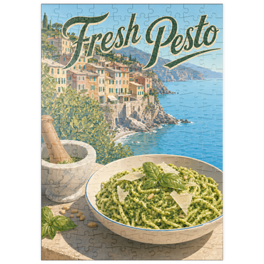 Darstellung des Puzzle Motivs puzzleplate Italian Riviera Village Fresh Pesto Pasta 200 Puzzle
