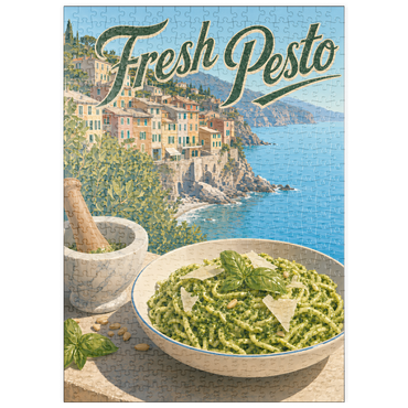 Darstellung des Puzzle Motivs puzzleplate Italian Riviera Village Fresh Pesto Pasta 500 Puzzle