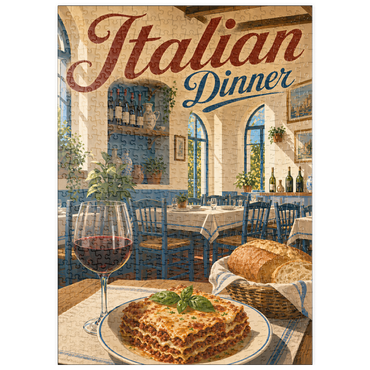 Darstellung des Puzzle Motivs puzzleplate Tuscan Trattoria Italian Dinner Wine 500 Puzzle