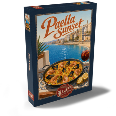 Darstellung des Puzzle Motivs Spanish Mediterranean Coast Paella Sunset Scene 1000 Puzzle Schachtel Ansicht2