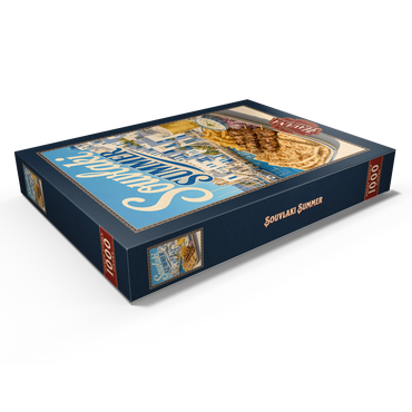 Darstellung des Puzzle Motivs Greek Island Waterfront Souvlaki Summer Feast 1000 Puzzle Schachtel Ansicht1