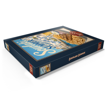 Darstellung des Puzzle Motivs Greek Island Waterfront Souvlaki Summer Feast 100 Puzzle Schachtel Ansicht1