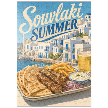 Darstellung des Puzzle Motivs puzzleplate Greek Island Waterfront Souvlaki Summer Feast 200 Puzzle