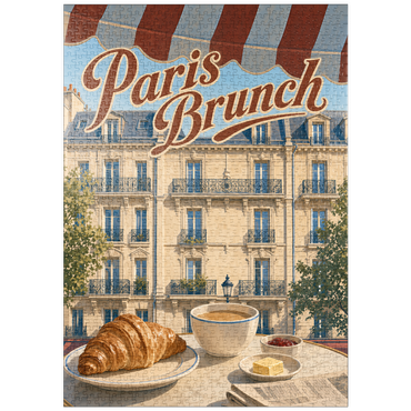 Darstellung des Puzzle Motivs puzzleplate Paris Cafe Brunch Croissant Coffee 1000 Puzzle