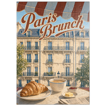 Darstellung des Puzzle Motivs puzzleplate Paris Cafe Brunch Croissant Coffee 100 Puzzle