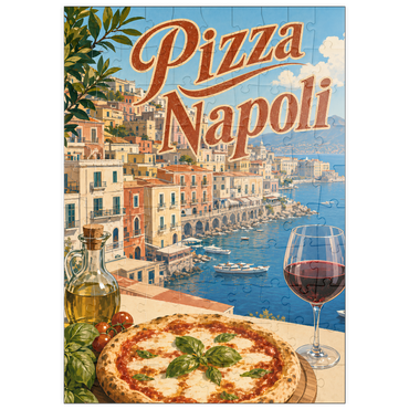 Darstellung des Puzzle Motivs puzzleplate Naples Italy Pizza Waterfront View 100 Puzzle