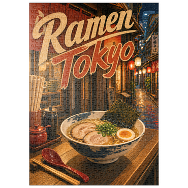 Darstellung des Puzzle Motivs puzzleplate Tokyo Ramen Street Night Food Scene 500 Puzzle