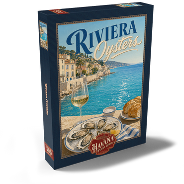 Darstellung des Puzzle Motivs French Riviera Coastal Oysters and White Wine 500 Puzzle Schachtel Ansicht2