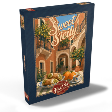 Darstellung des Puzzle Motivs Sicily Italian Courtyard Citrus Still Life 100 Puzzle Schachtel Ansicht2