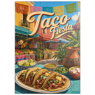 Darstellung des Puzzle Motivs puzzleplate Taco Fiesta Mexican Market Street Scene 100 Puzzle