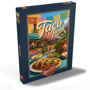 Darstellung des Puzzle Motivs Taco Fiesta Mexican Market Street Scene 200 Puzzle Schachtel Ansicht2