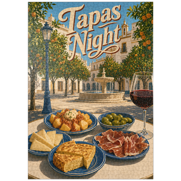 Darstellung des Puzzle Motivs puzzleplate Seville Tapas Night Orange Grove Plaza 1000 Puzzle