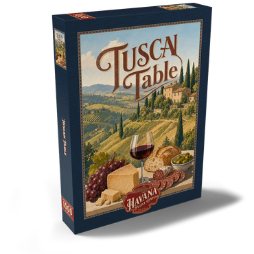 Darstellung des Puzzle Motivs Tuscan Countryside Wine and Cheese Still Life 1000 Puzzle Schachtel Ansicht2
